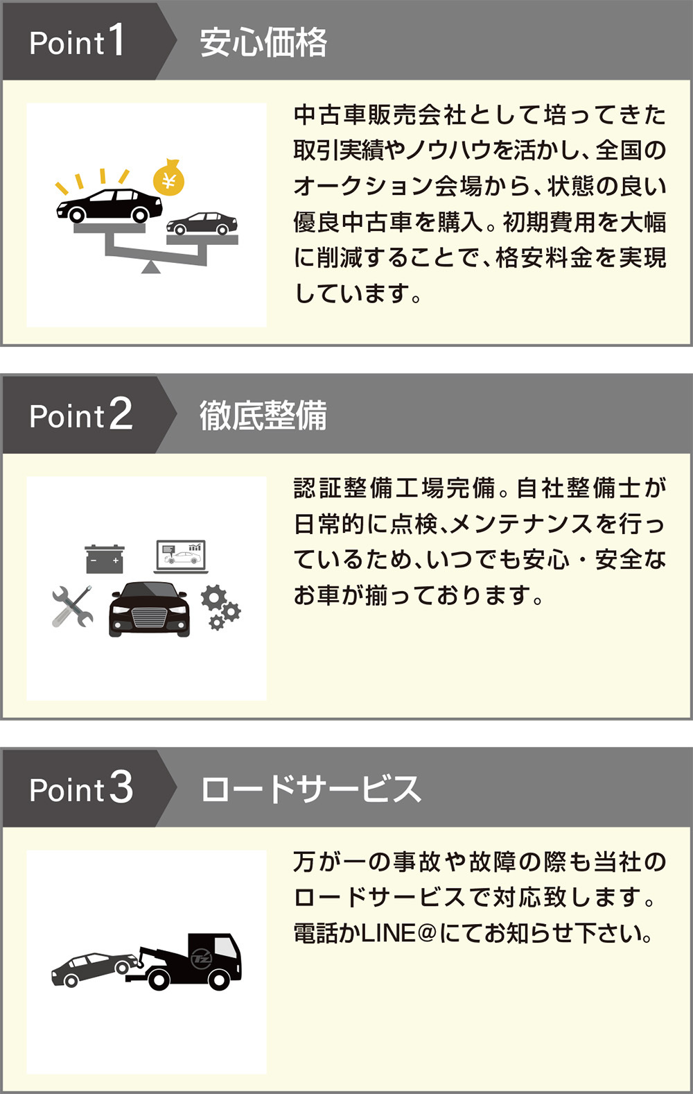 T'Z Car rentalの安心ポイント
